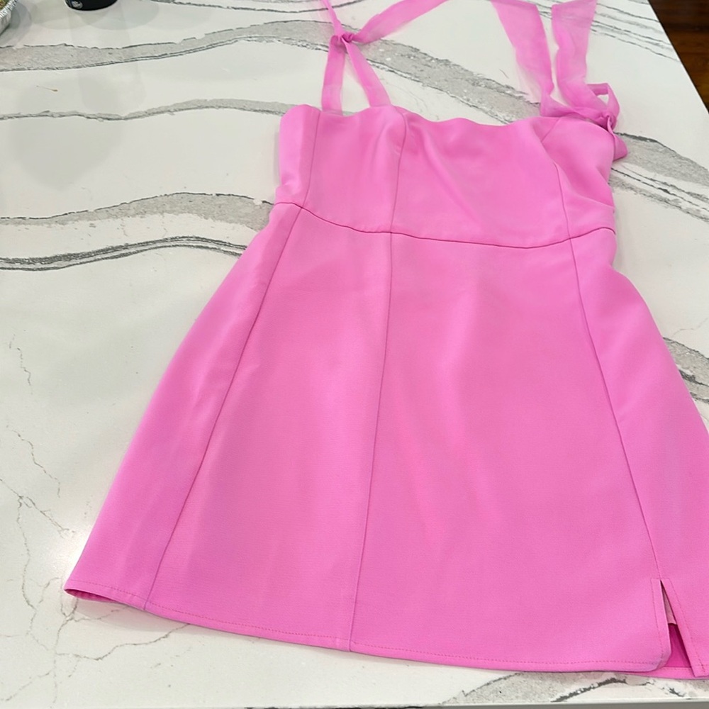 Adelyn Rae Pink ribbon strap mini dress size M NWT